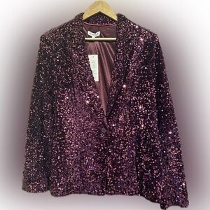 Nanette Lepore Sparkling Sequin Blazer in Purple